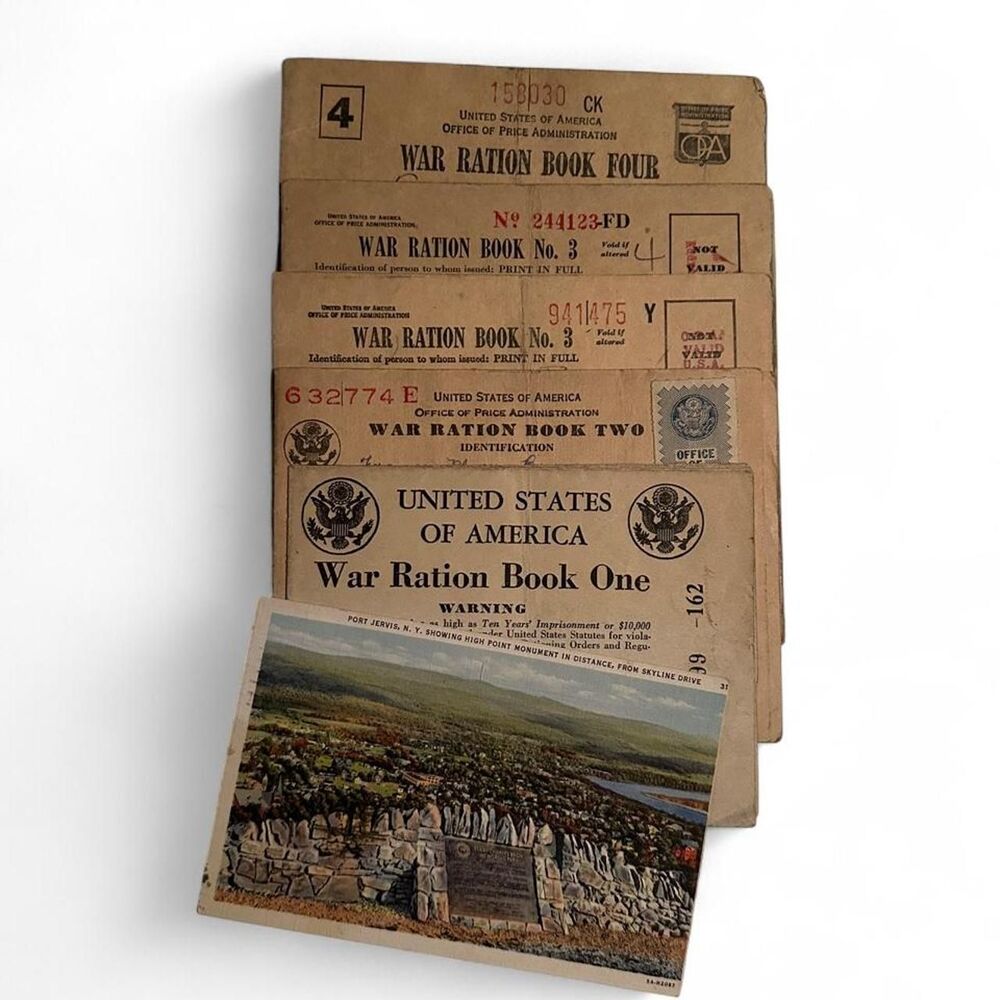 1940s War Ration Books 1-4 Many Stamps Intact & Extras